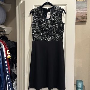 Black and white A-line dress